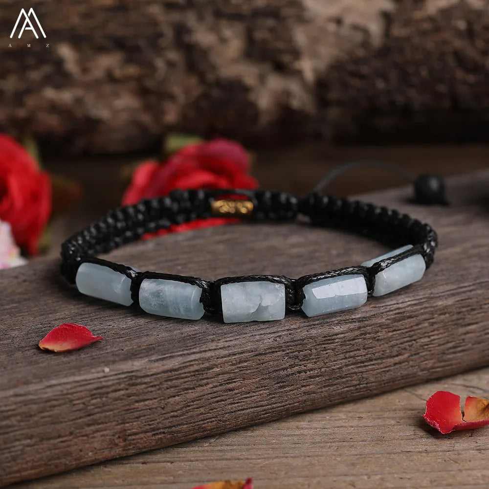 Natural Stone Beaded Bracelet, Adjustable Crystal Bracelet