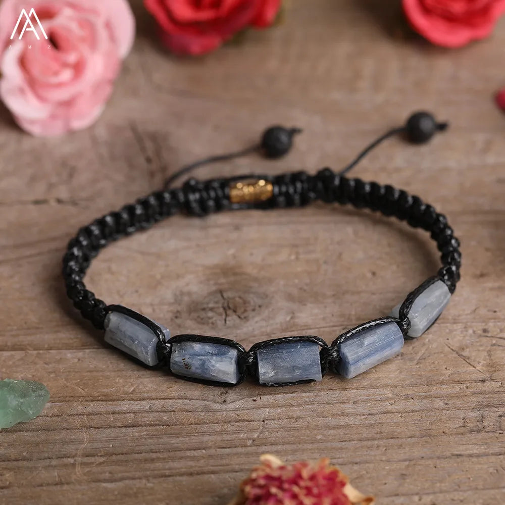 Natural Stone Beaded Bracelet, Adjustable Crystal Bracelet