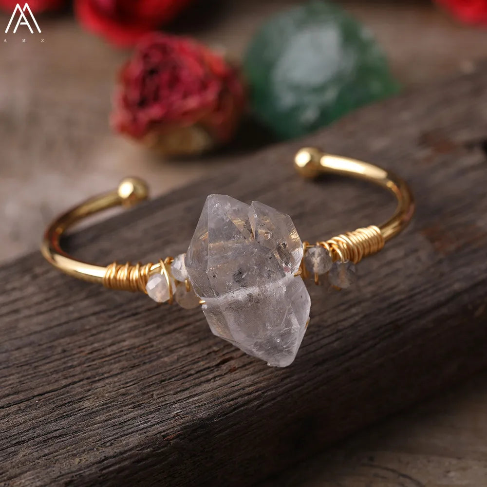 Coastal Quartz Open Cuff Bangle