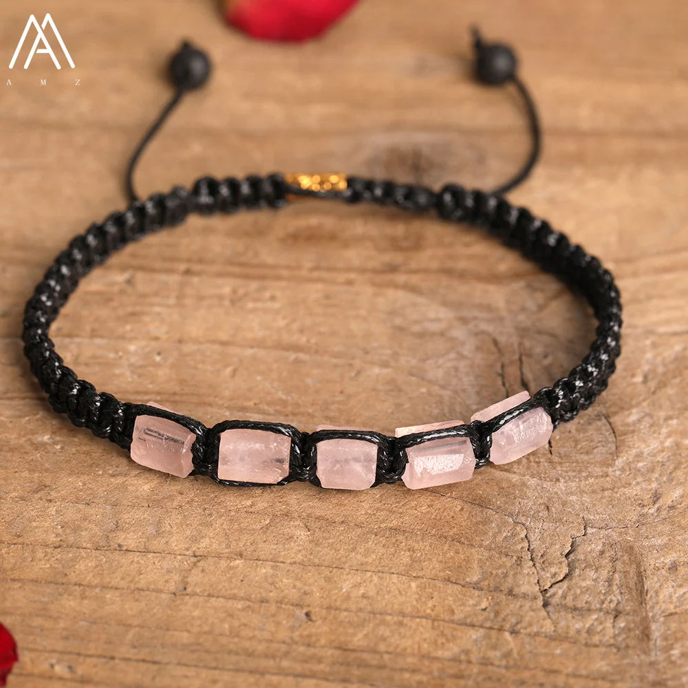 Natural Stone Beaded Bracelet, Adjustable Crystal Bracelet