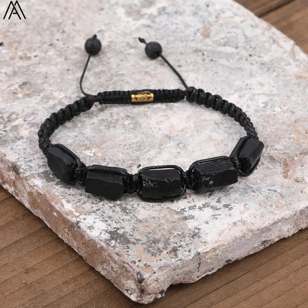 Natural Stone Beaded Bracelet, Adjustable Crystal Bracelet