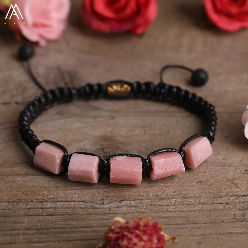 Natural Stone Beaded Bracelet, Adjustable Crystal Bracelet