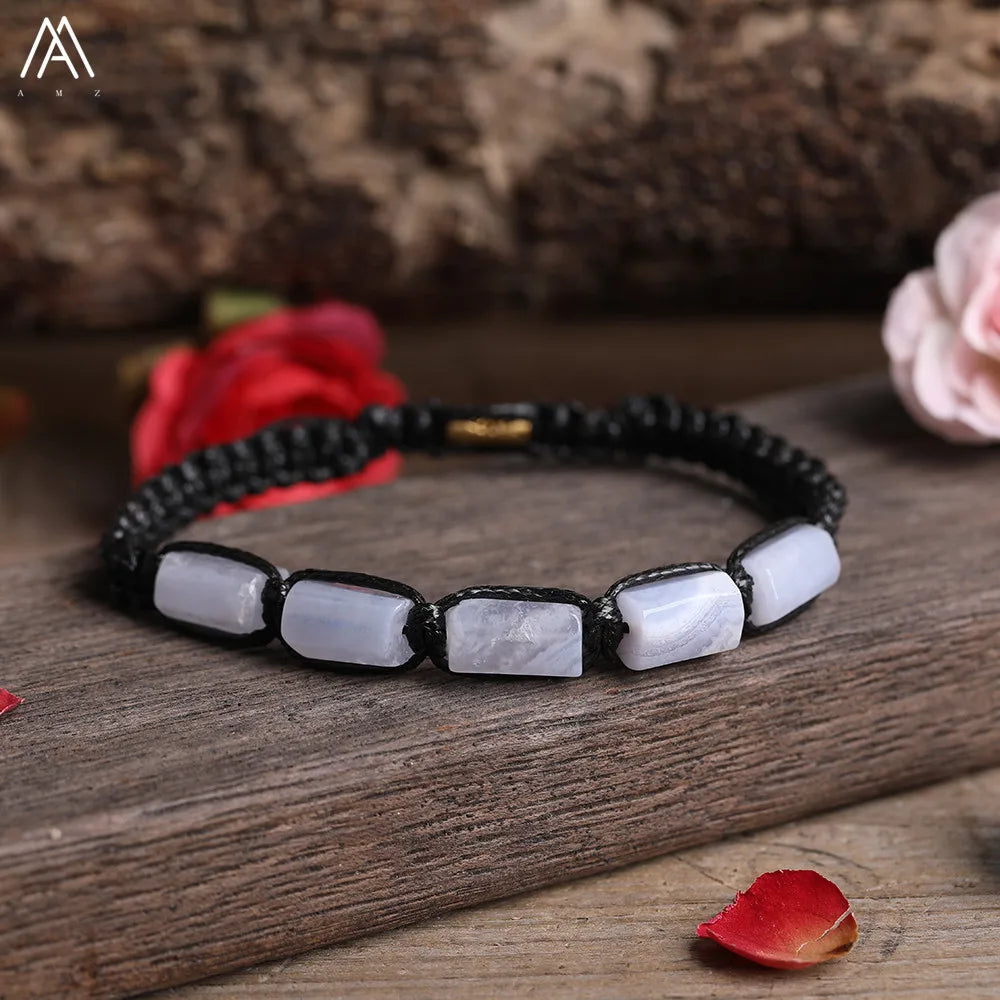 Natural Stone Beaded Bracelet, Adjustable Crystal Bracelet
