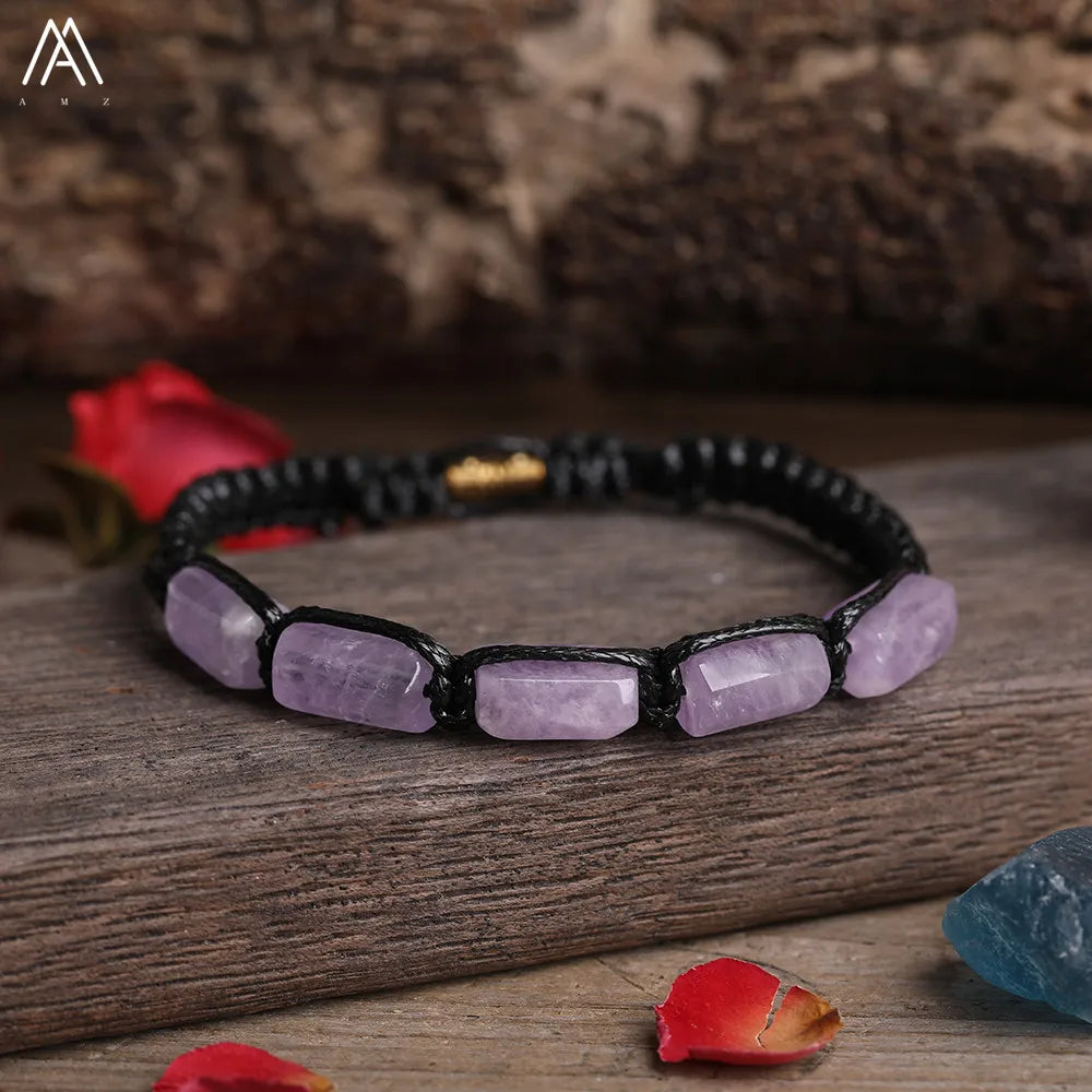 Natural Stone Beaded Bracelet, Adjustable Crystal Bracelet