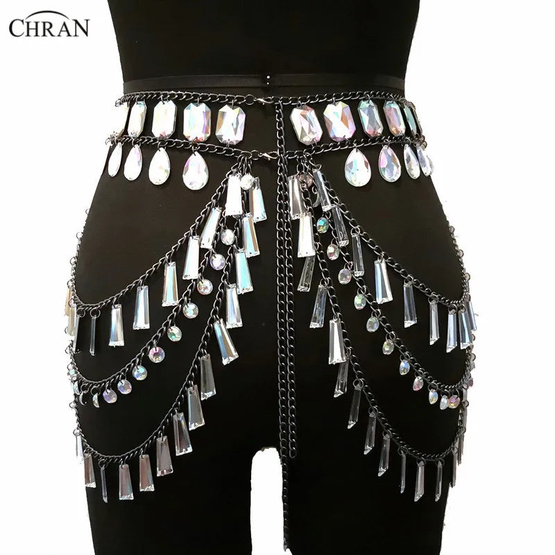 Moonlit Crystal Chain Mini Skirt