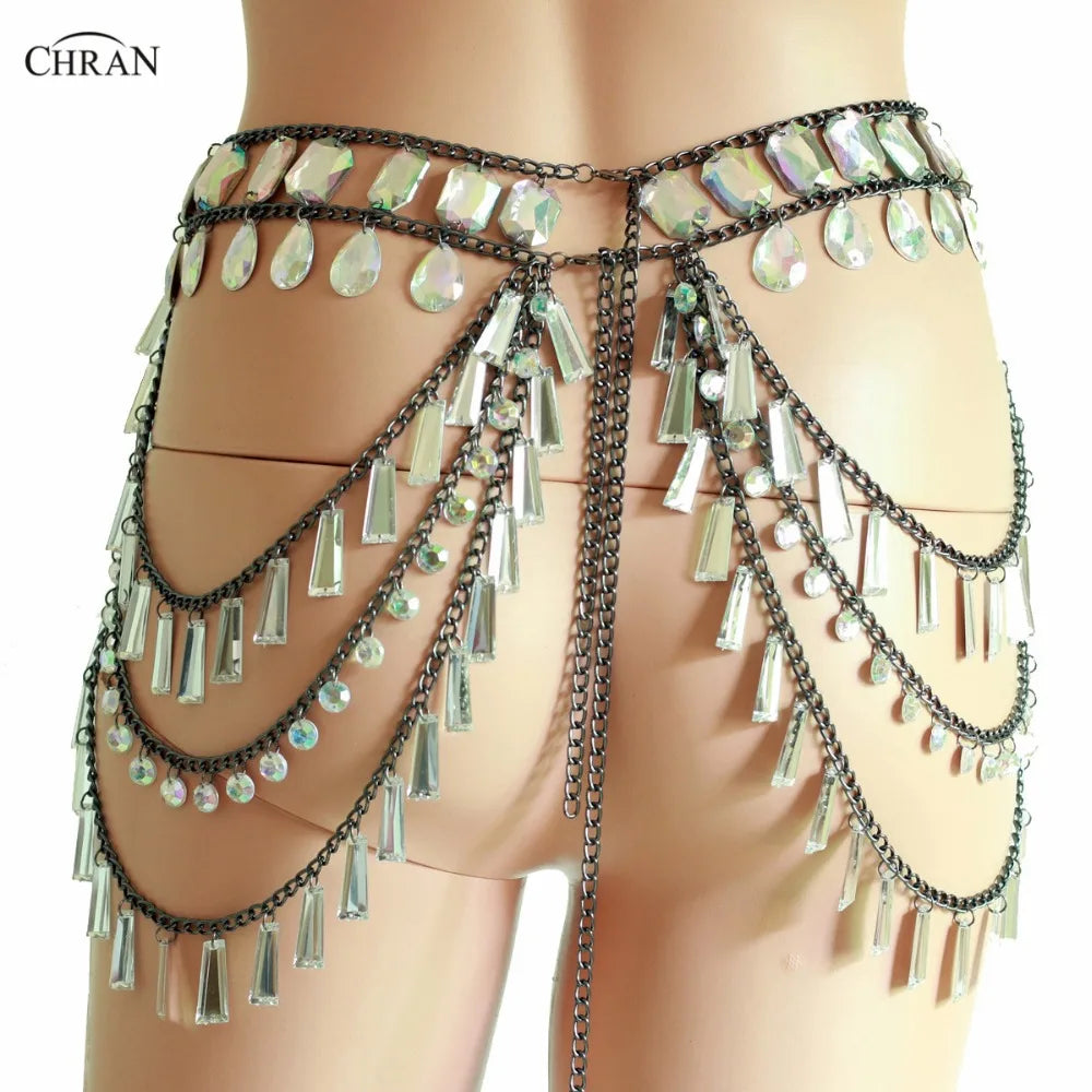 Moonlit Crystal Chain Mini Skirt