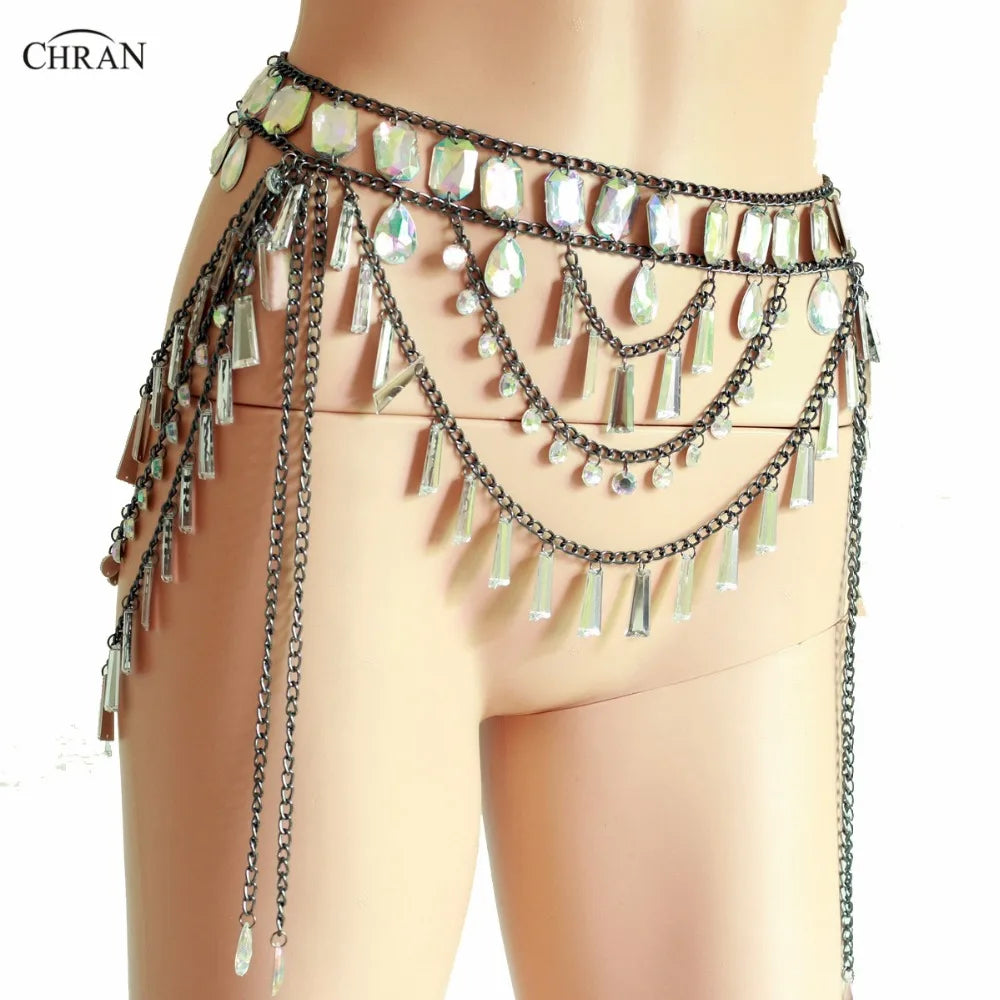 Moonlit Crystal Chain Mini Skirt
