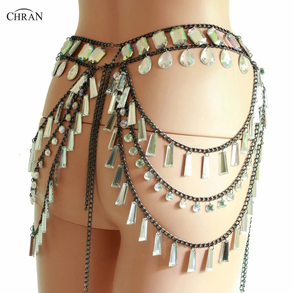 Moonlit Crystal Chain Mini Skirt