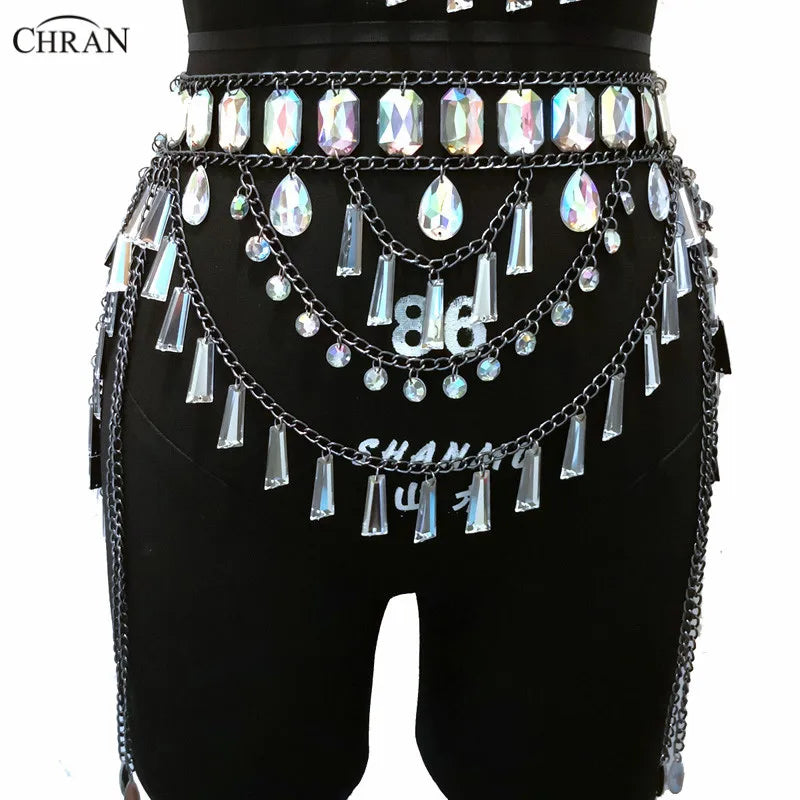 Moonlit Crystal Chain Mini Skirt
