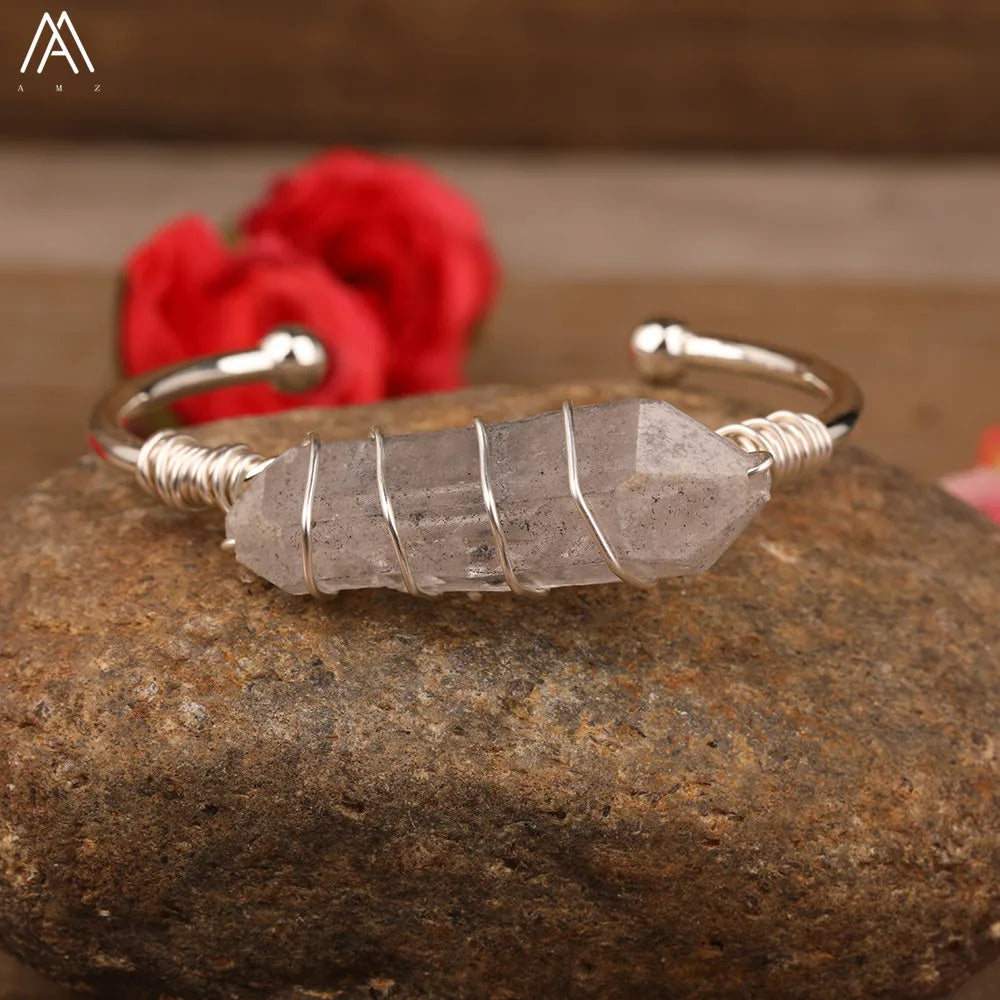 Coastal Quartz Open Cuff Bangle