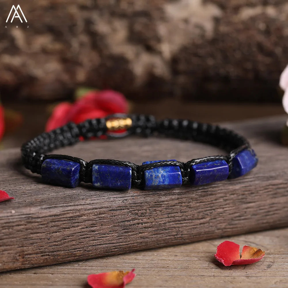 Natural Stone Beaded Bracelet, Adjustable Crystal Bracelet