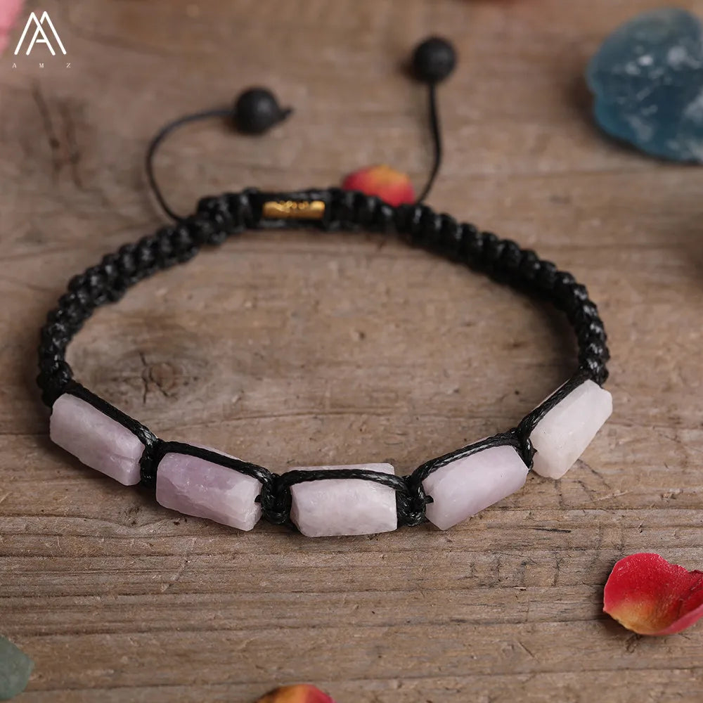 Natural Stone Beaded Bracelet, Adjustable Crystal Bracelet