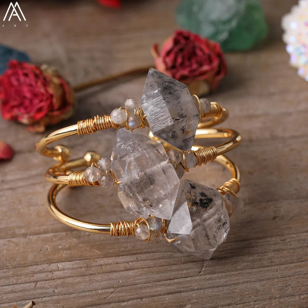 Coastal Quartz Open Cuff Bangle