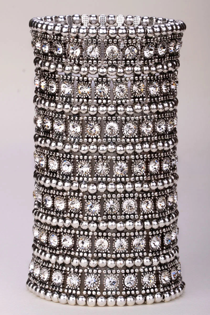 Tideglass Seven-Row Crystal Cuff
