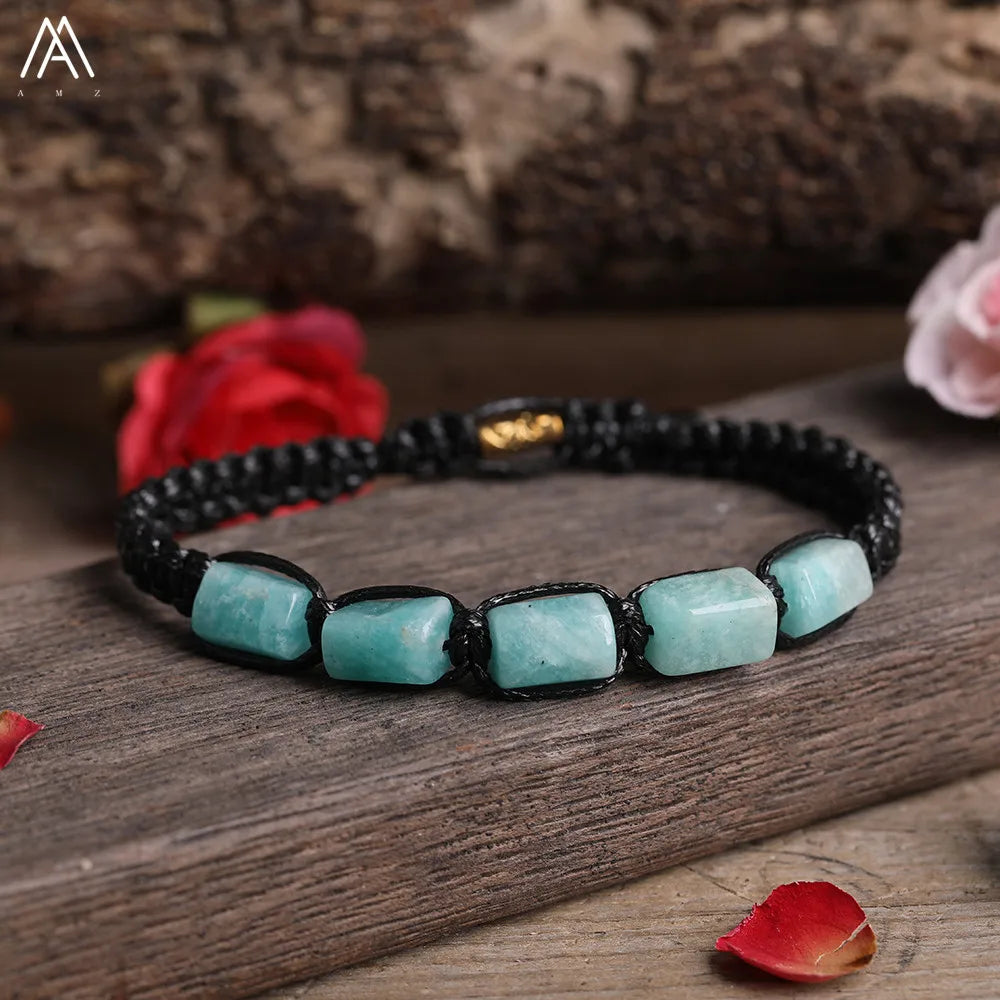 Natural Stone Beaded Bracelet, Adjustable Crystal Bracelet