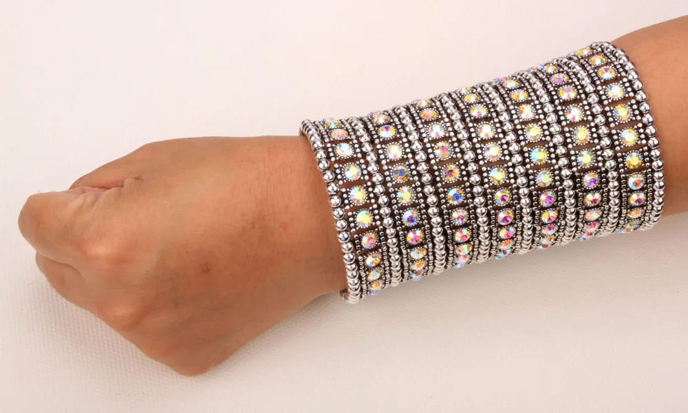 Tideglass Seven-Row Crystal Cuff