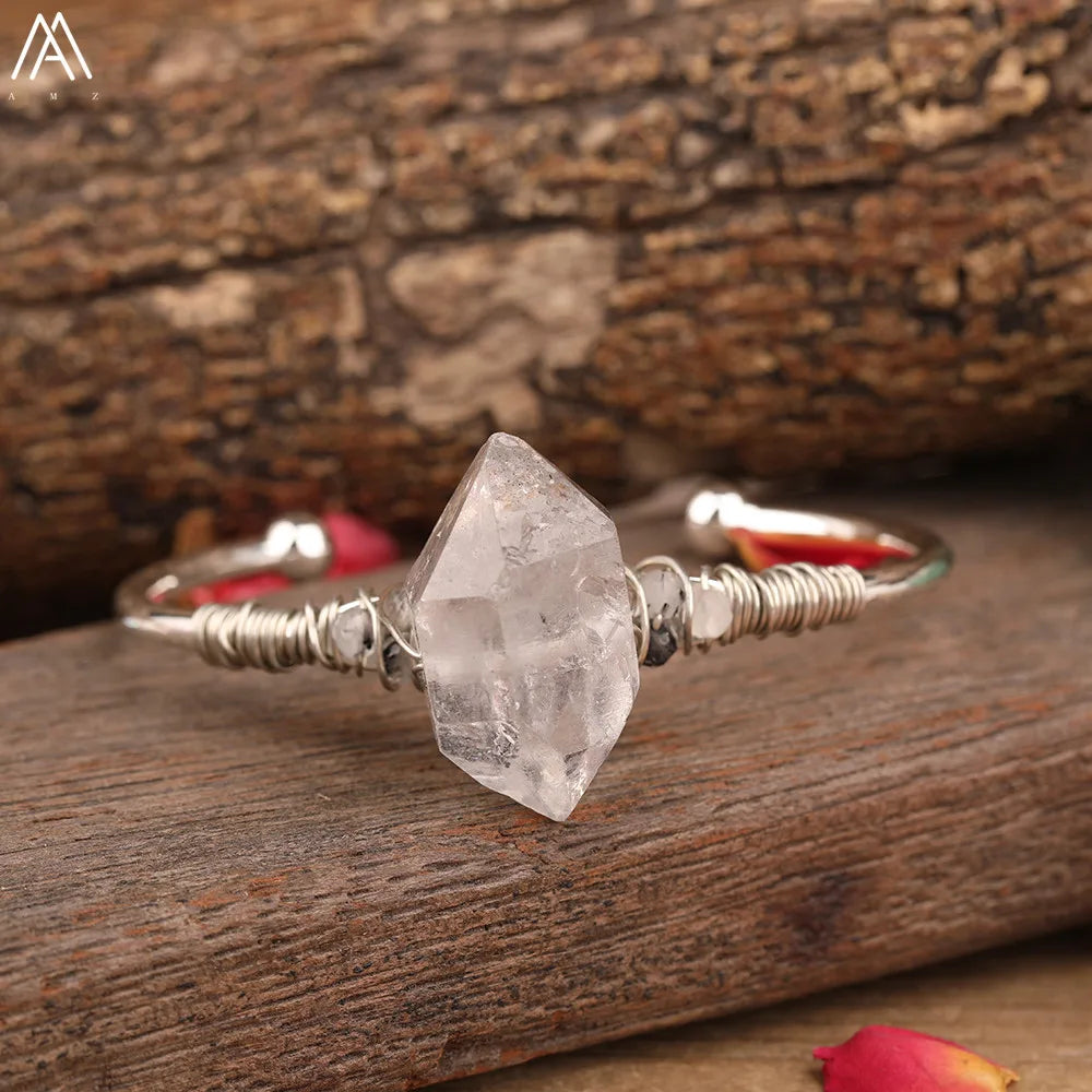 Coastal Quartz Open Cuff Bangle