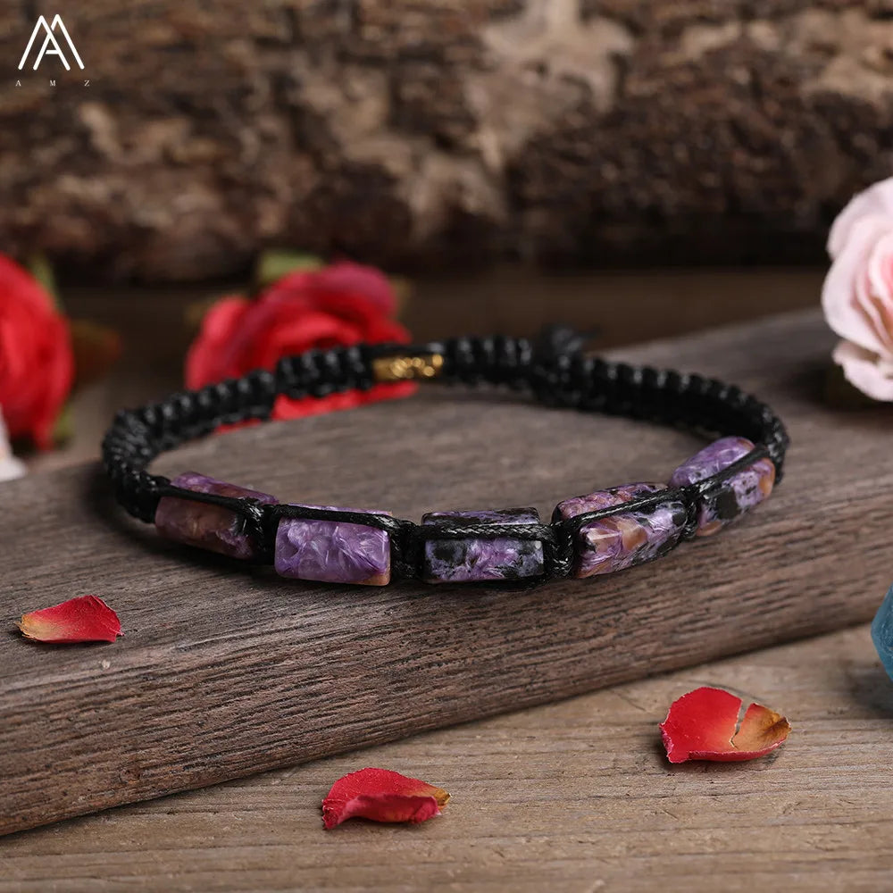 Natural Stone Beaded Bracelet, Adjustable Crystal Bracelet