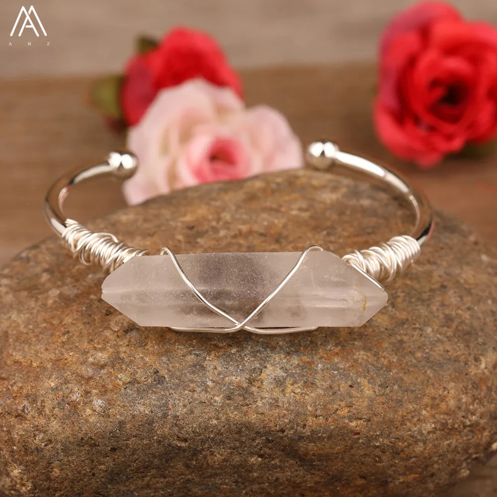 Coastal Quartz Open Cuff Bangle