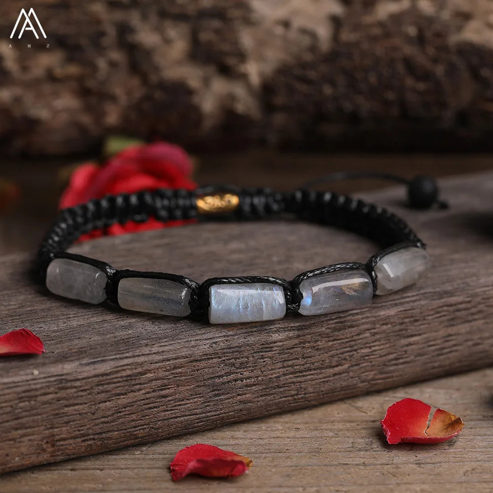 Natural Stone Beaded Bracelet, Adjustable Crystal Bracelet