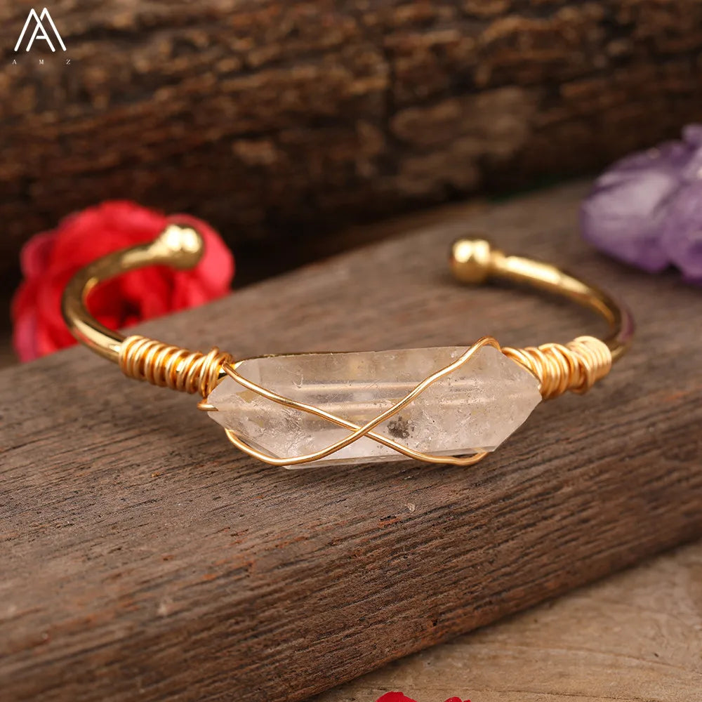 Coastal Quartz Open Cuff Bangle