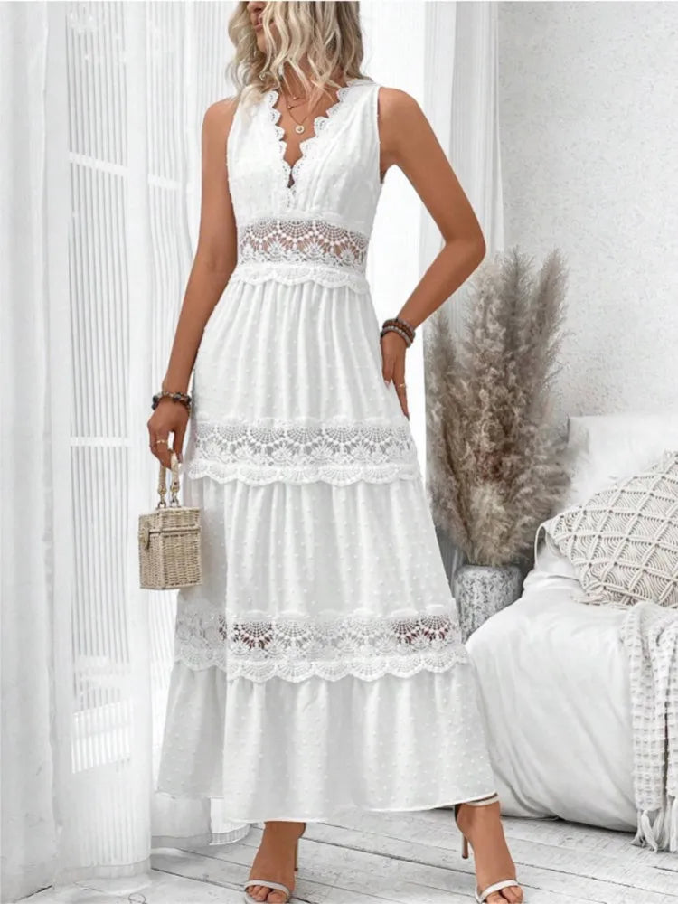 Pearl Tide Lace Maxi Dress