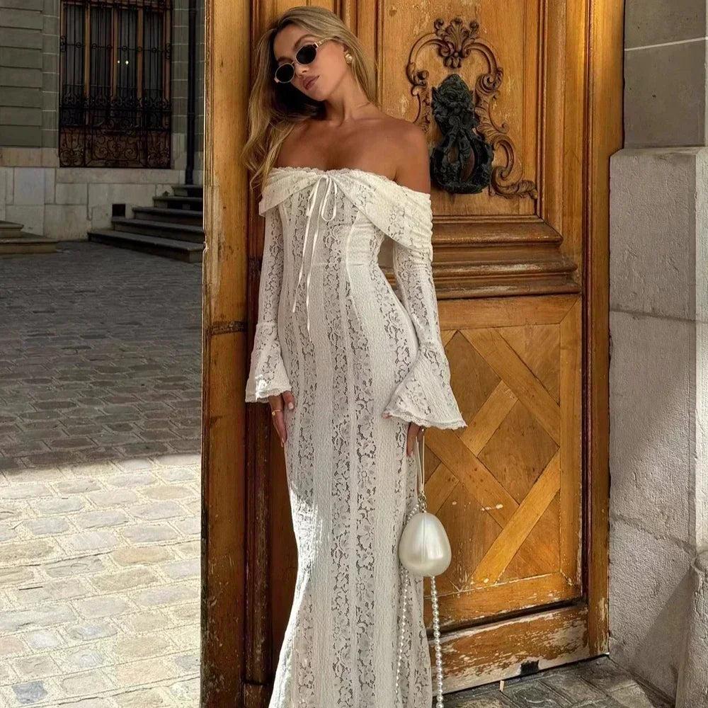 Ivory Moonlit Lace Gown