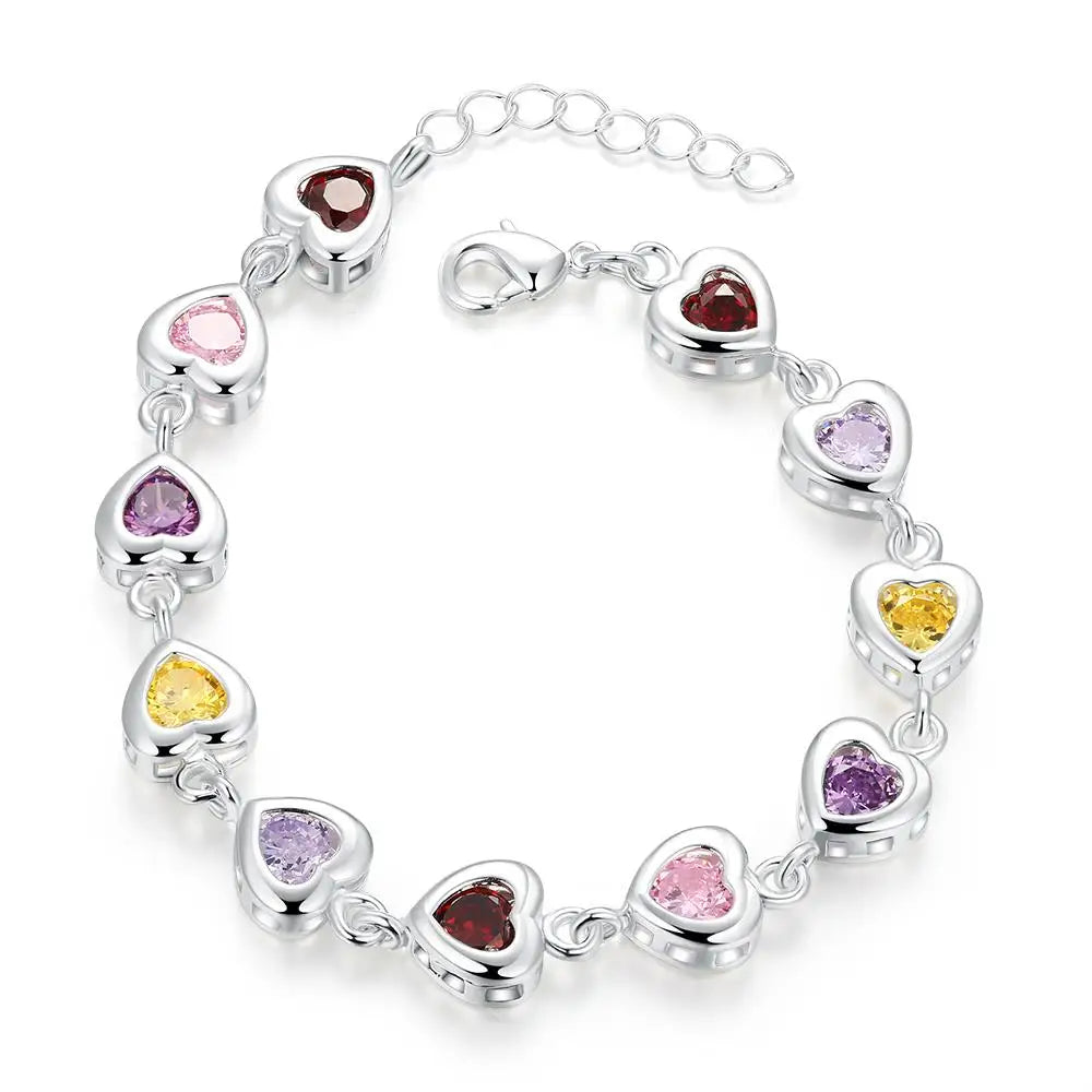 Sea Glass Heart Crystal Bracelet
