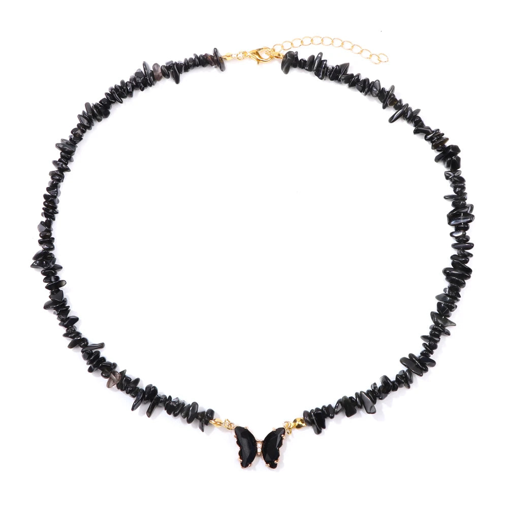 Natural Stone Butterfly Necklace