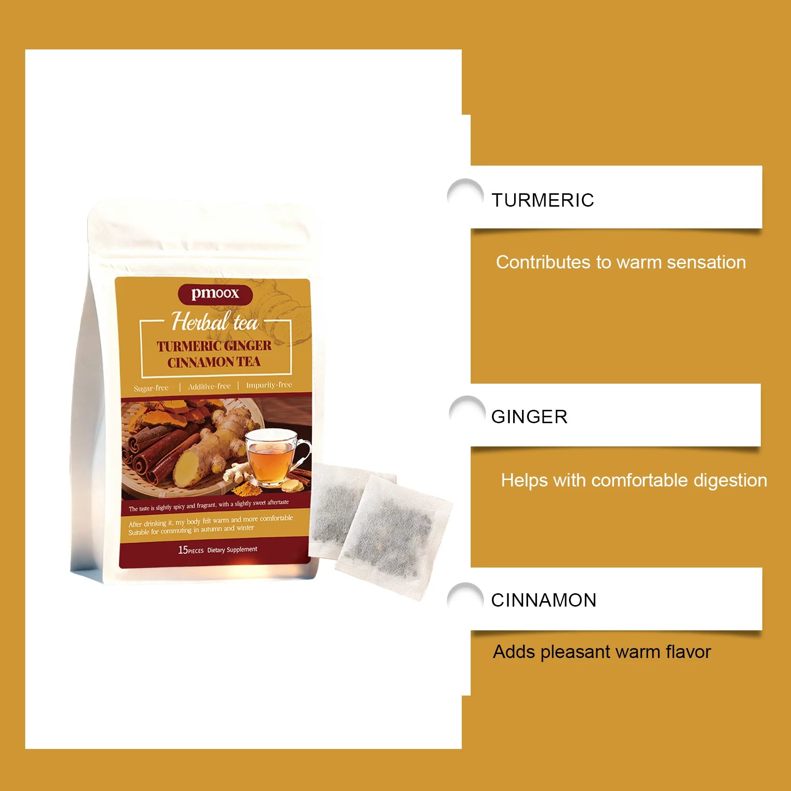 Turmeric Cinnamon Tea Bags with Ceylon Cinnamon