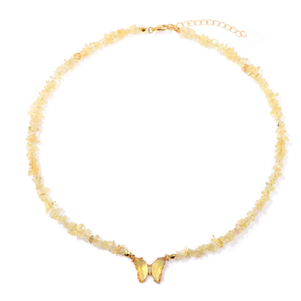 Natural Stone Butterfly Necklace