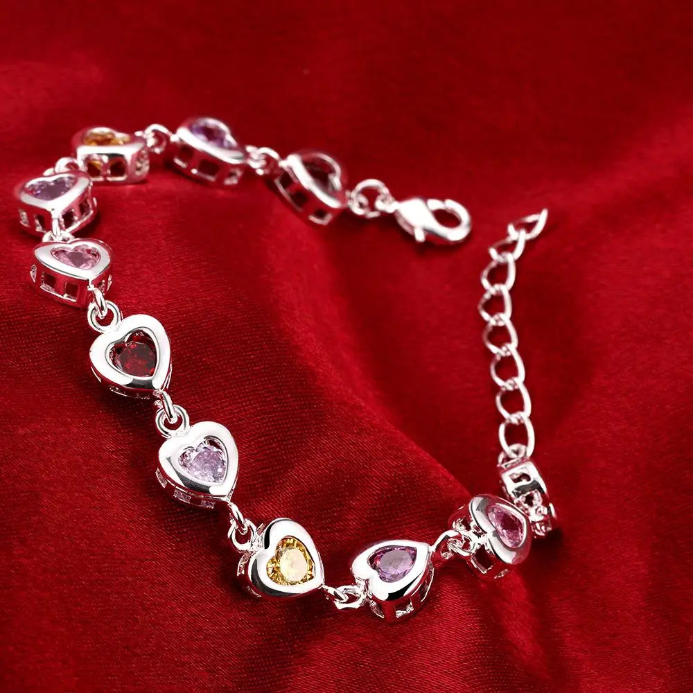 Sea Glass Heart Crystal Bracelet