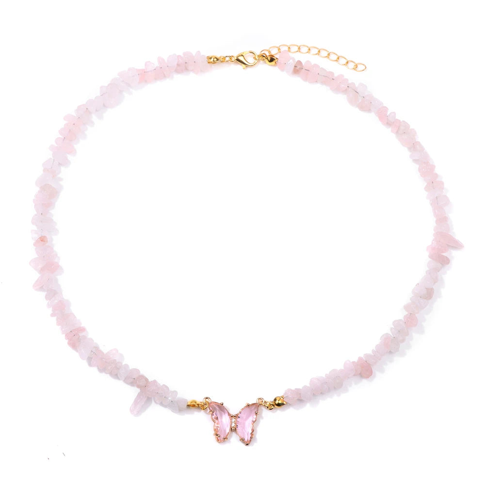 Natural Stone Butterfly Necklace