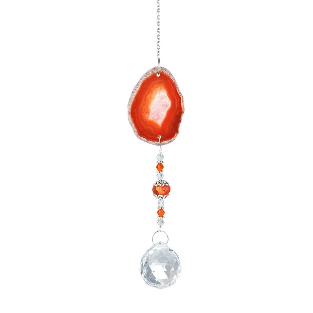 Natural Colorful Crystal Agate Sun Catcher Rainbow Prism Ball Rainbow Maker Crystal Wind Chime Crafts Garden Pendant
