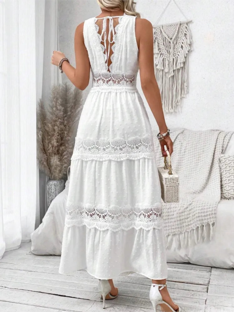 Pearl Tide Lace Maxi Dress