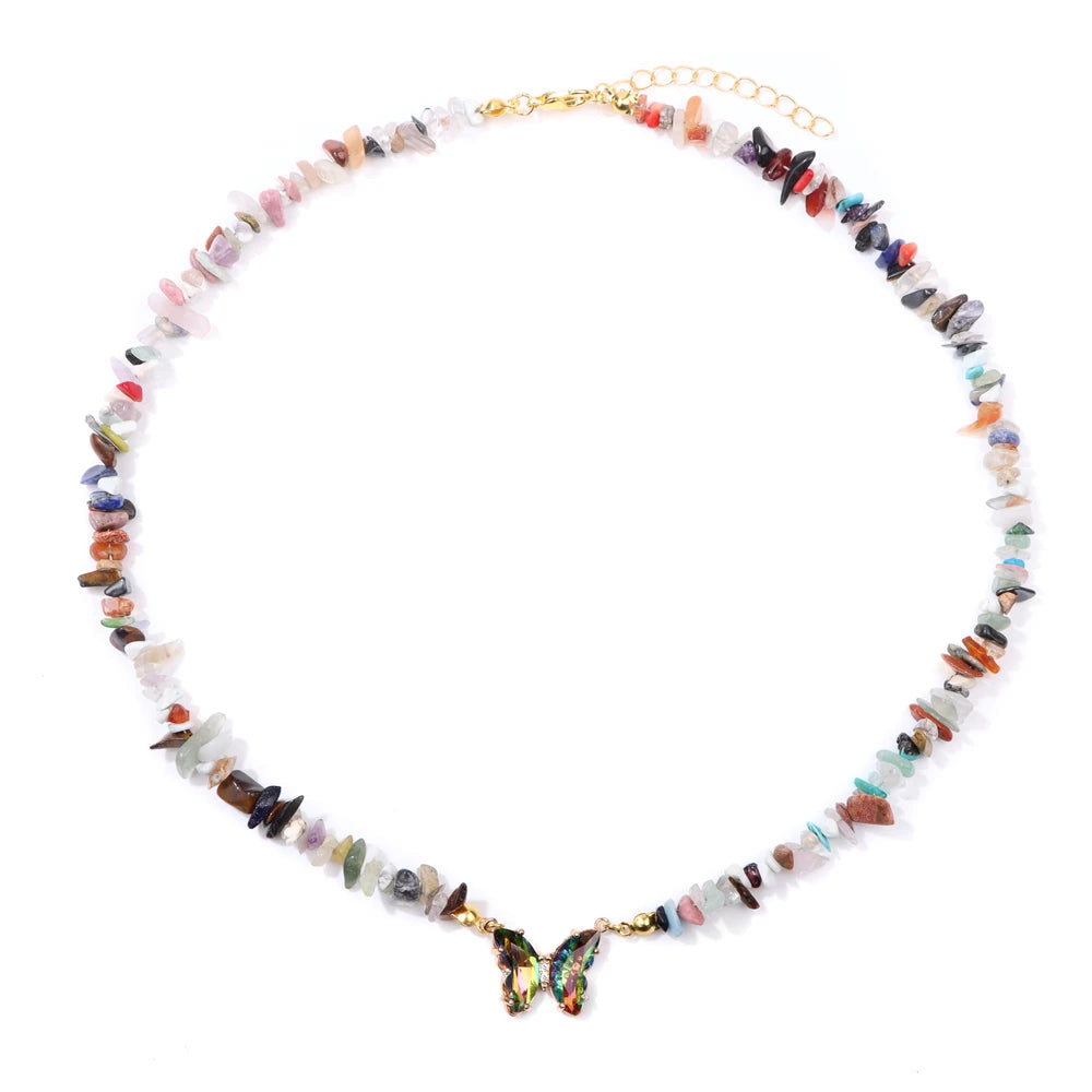 Natural Stone Butterfly Necklace