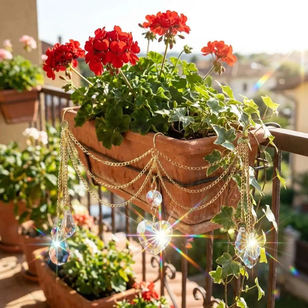 Heart-Shaped Beads Crystal Prisms Sun Catcher Reflective Colorful Hanging Pot Crystal Exquisite Handmade Craft