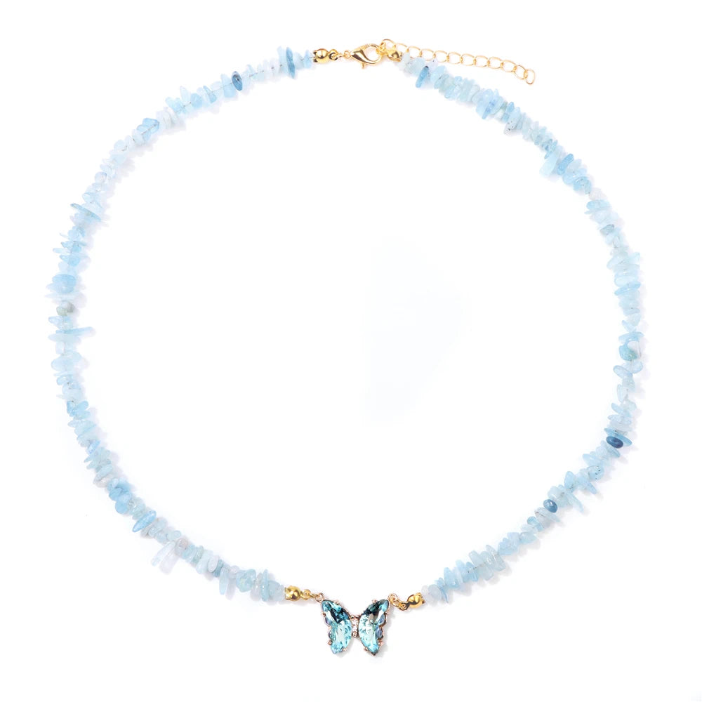 Natural Stone Butterfly Necklace