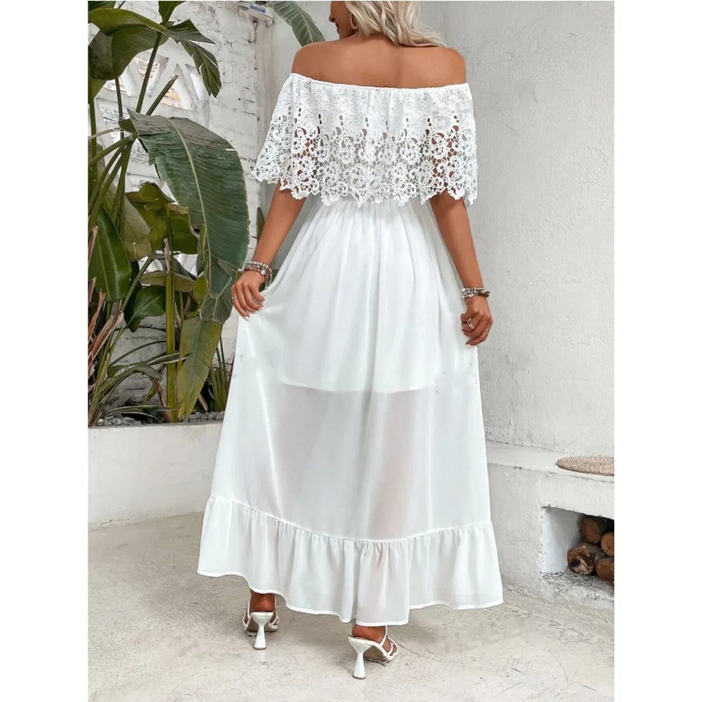 Pearl Shore Off-Shoulder Lace Dress