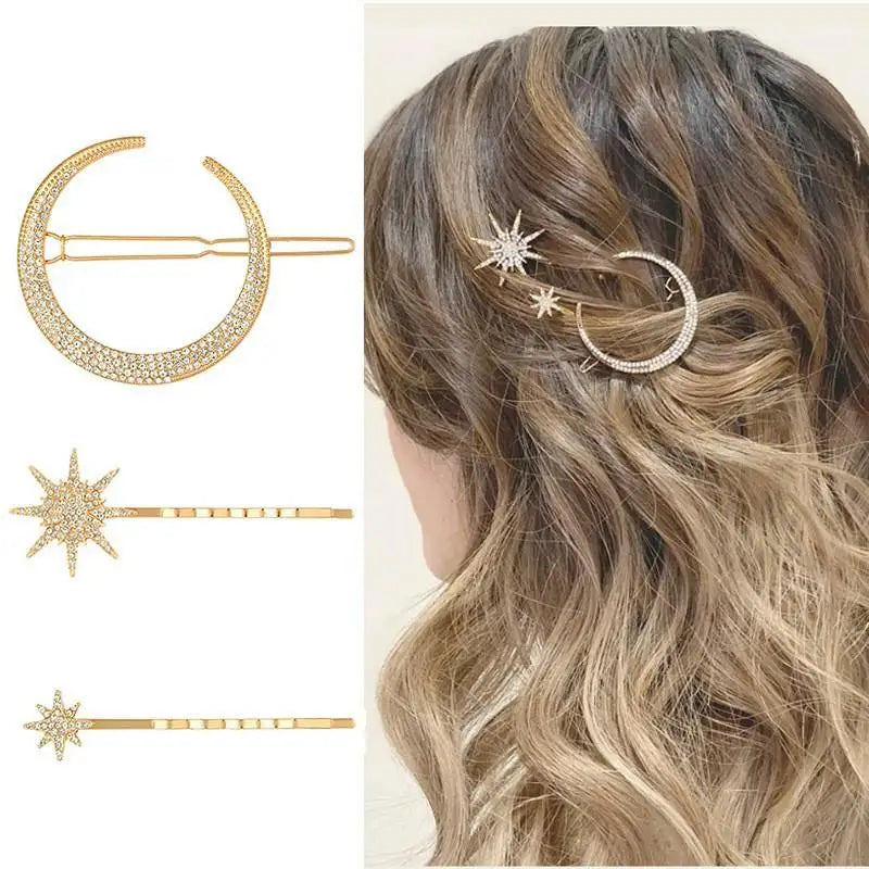 Celestial Moon & Star Hair Clip Set
