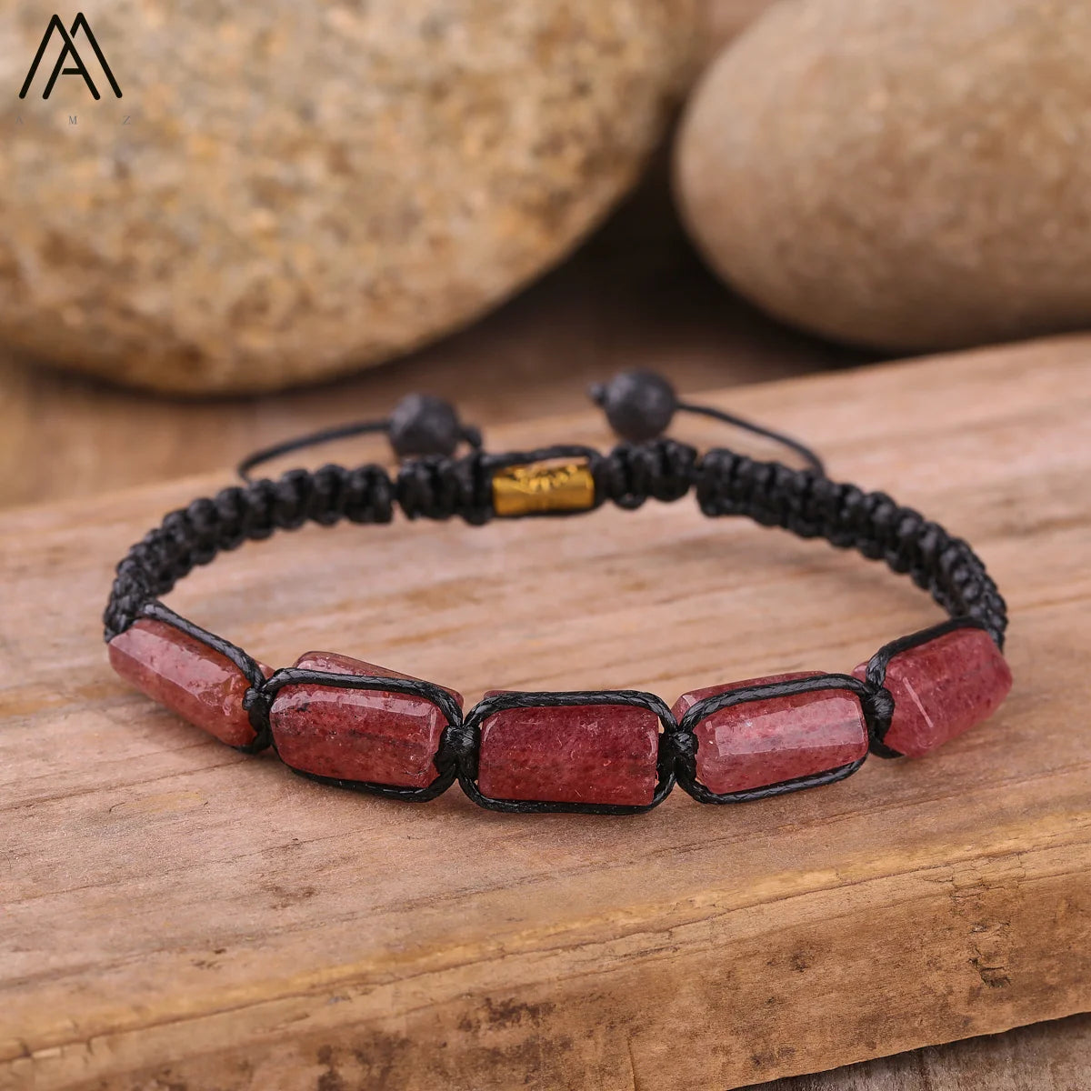Natural Stone Beaded Bracelet, Adjustable Crystal Bracelet