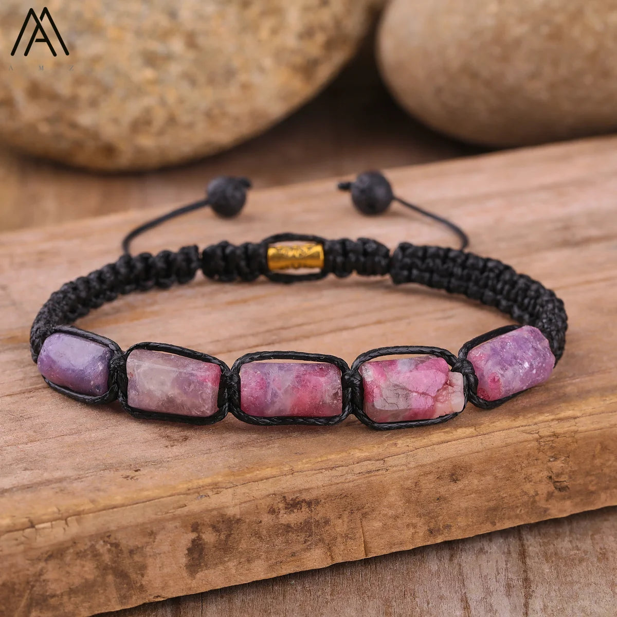 Natural Stone Beaded Bracelet, Adjustable Crystal Bracelet
