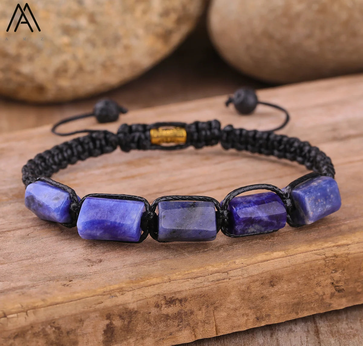 Natural Stone Beaded Bracelet, Adjustable Crystal Bracelet