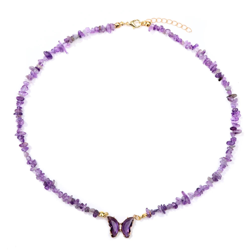 Natural Stone Butterfly Necklace