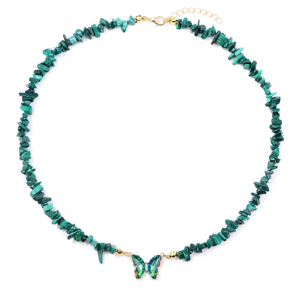 Natural Stone Butterfly Necklace