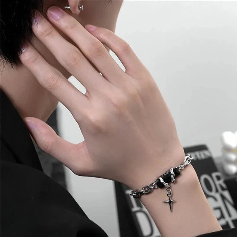 Midnight Crystal Cross Bracelet