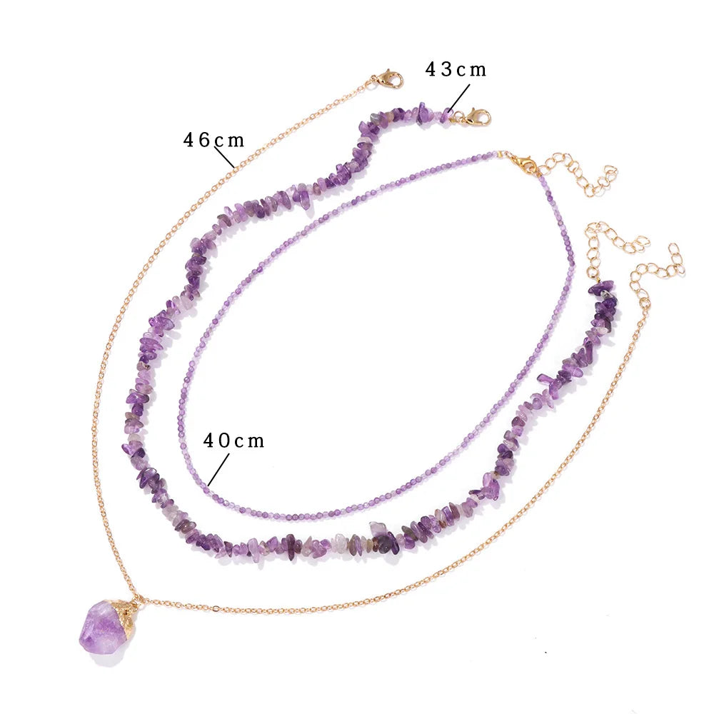 Natural Stone Pendant Necklace Set