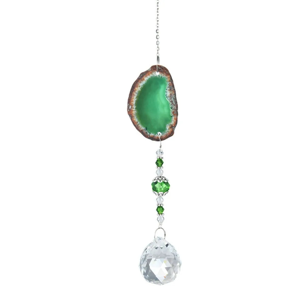 Natural Colorful Crystal Agate Sun Catcher Rainbow Prism Ball Rainbow Maker Crystal Wind Chime Crafts Garden Pendant