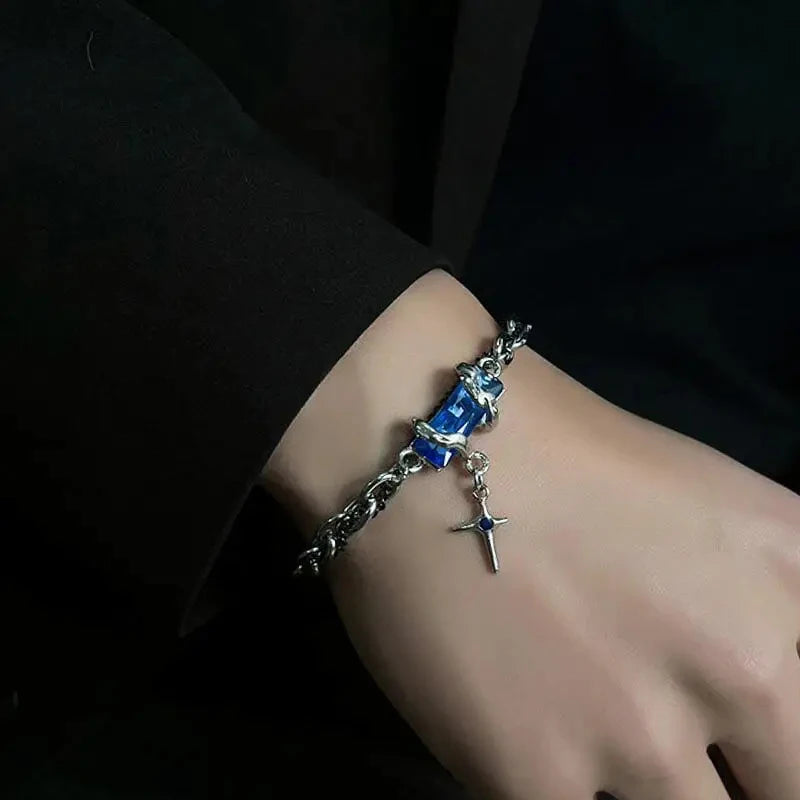 Midnight Crystal Cross Bracelet