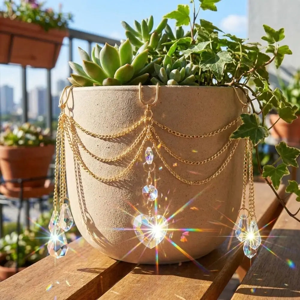 Heart-Shaped Beads Crystal Prisms Sun Catcher Reflective Colorful Hanging Pot Crystal Exquisite Handmade Craft